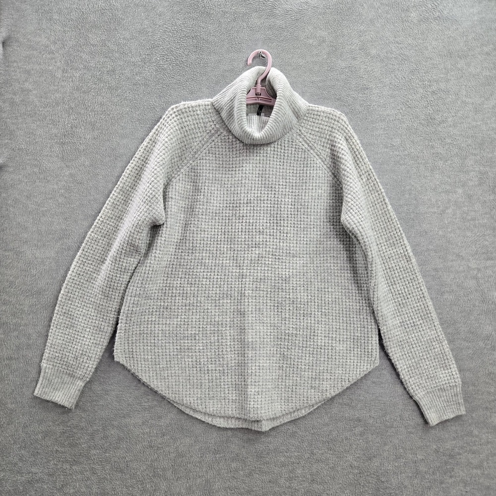 Kuhl Women Sweater M Gray Waffle Knit Turtleneck Long Sleeve Pullover Acrylic